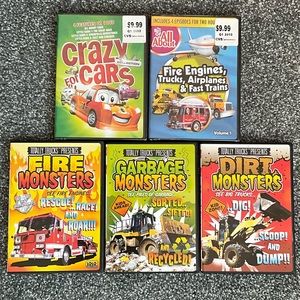 Set of 5 DVDS -Cars, Trucks, Fire Engines